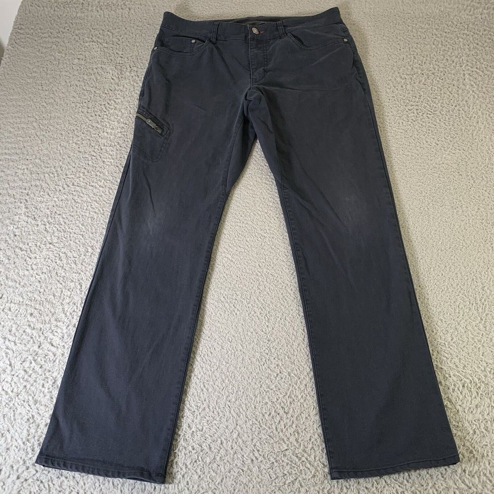 QOR Chino Pants Mens 34x32 Performance Navy Blue Outdoor‎ Zip Pockets 3xDry